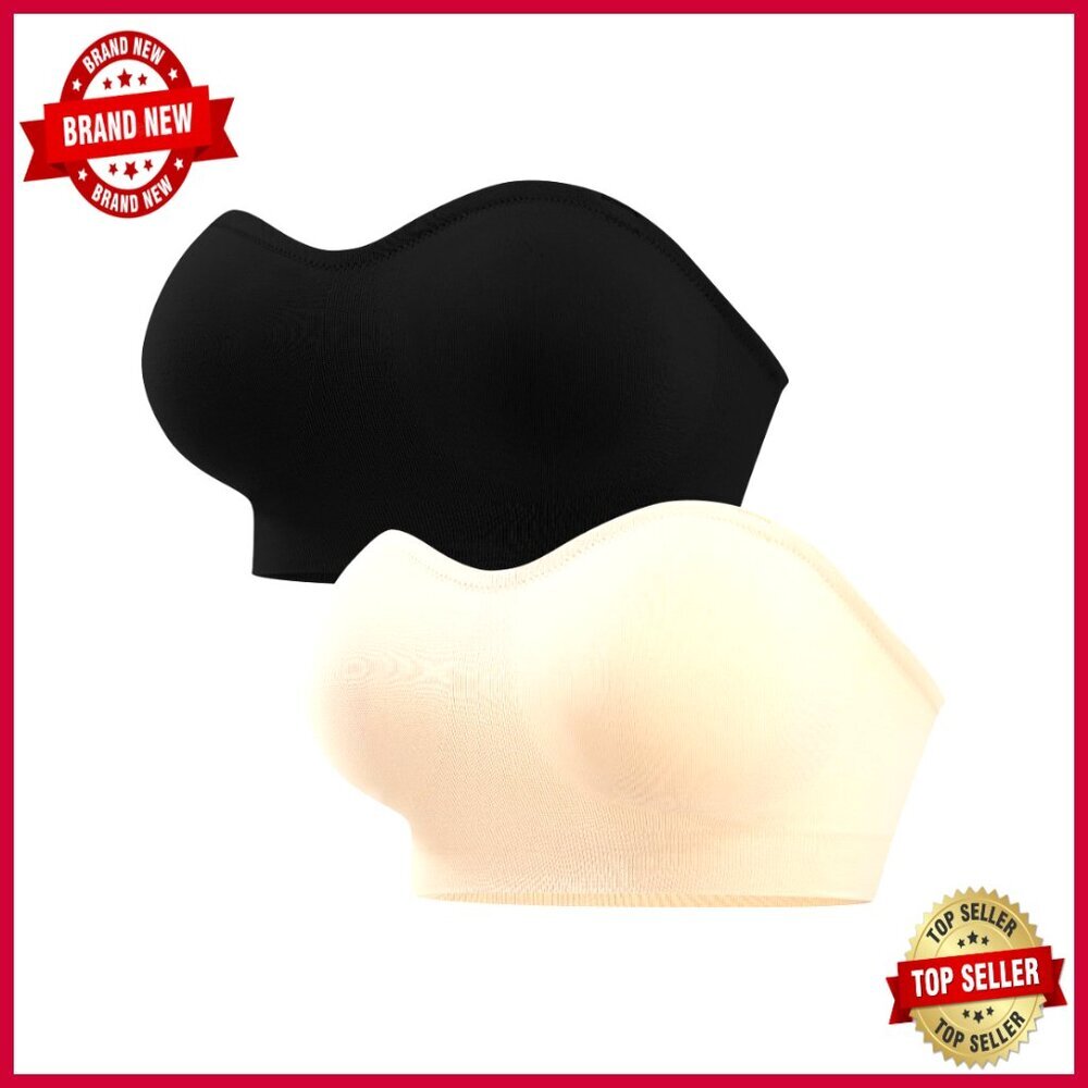 Strapless Wirefree Bandeau Bra Seamless Padded Bralette Non-Slip